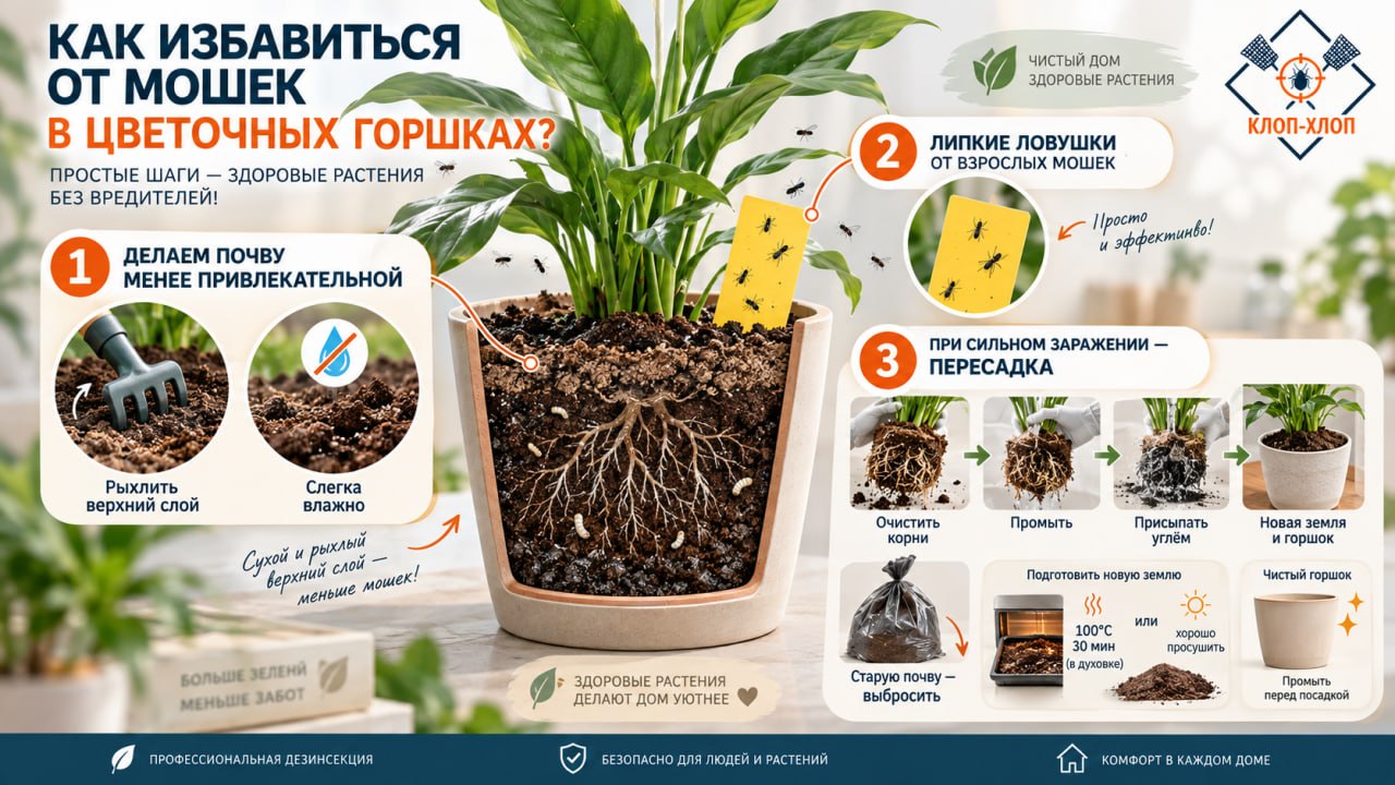 Как избавиться от мошек в цветах?